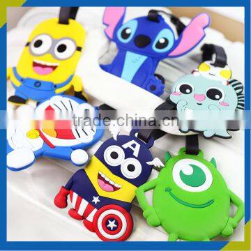 Fancy factory Custom Rubber Standard Size Creative Pvc cartoon Luggage Tag