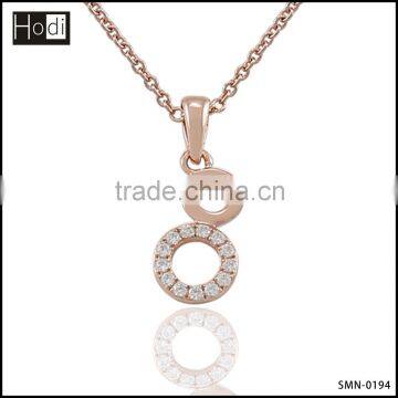 rose gold color necklace with circle pendant Jewellry 2016 fashion