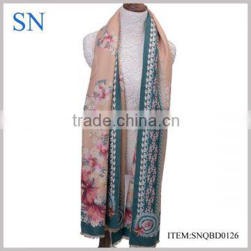 2015 hot sell floral cotton scarf for women