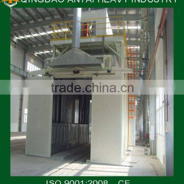 Sand blasting room for leading shot machine