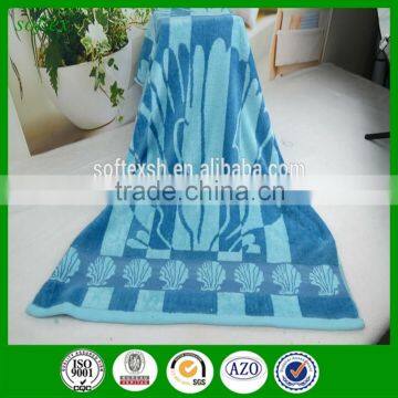 China supply large cotton yarn dyed jacquard seashell beach towels