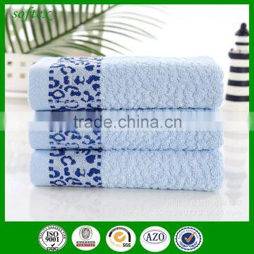 100% cotton jacquard towel,honeycomb leopard border jacquard towel