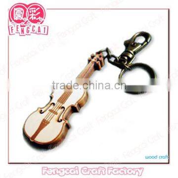 Custom Laser cut Wooden Instrument Violin Shaped keychain for promotion gift or tourist souvenir