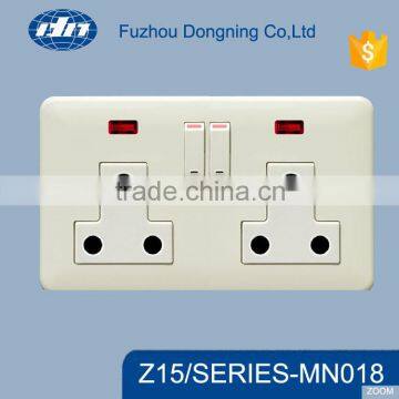 MN018 Double Switched Socket Outlet With Light, Wall Switch and Socket