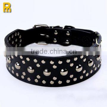 Black color leather spiked studded dog collar