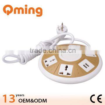 Round white body CE 5 ways universal Extension Socket