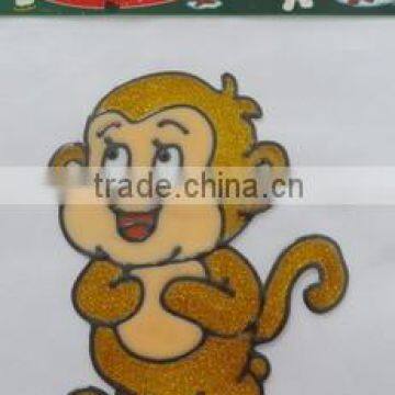 Fat Cute monkey window sticker for christmas day , cheap door sticker