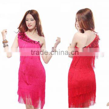 2016 High quality women new multi-layer tassel Latin dance dress cheap latin dance skirt for sale