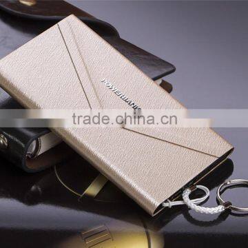 Portable Leather Envelope Customized Logo 3000mah Power Bank