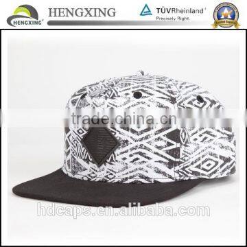 2015 Fashion custom leather Patch Print flat bill trucker hat