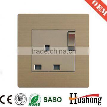 Aluminium 13A Wall Socket With Switch and Neon for Hotel and Villa