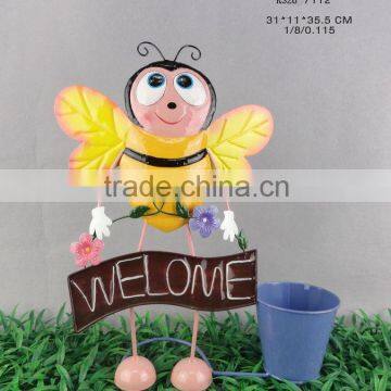 metal garden planter and pot decorative bee