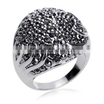 Hot Sale Fashion Ancient Style Black 18k White Gold Austrian Crystal GP Retro Ring