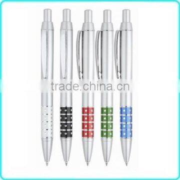 Silver metal crystal ballpen press pen with logo for promotion