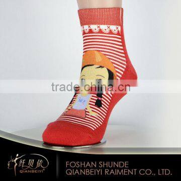 Cute girl tube socks wholesale red cartoon printed custom socks