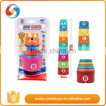 Hot sale promotion plastic muticolor children building tower cup toy