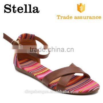 canvas strip TPR sole flat criss-cross sandal