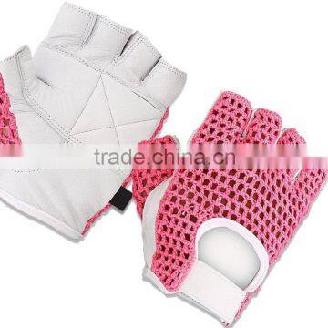 Leather Weight Lifting Padded Cotton Mesh Crochet Gloves/New Leather Weight Lifting Gym Gloves Crochet Mesh Cycling Gloves
