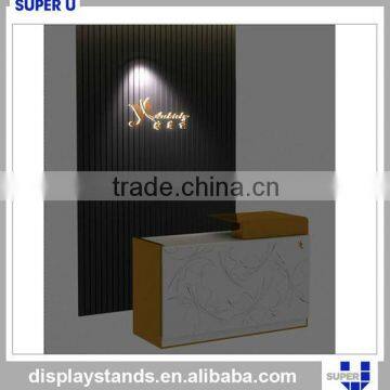 Wood Shop Counter Design White Reception Counter Display Furniture photo-6