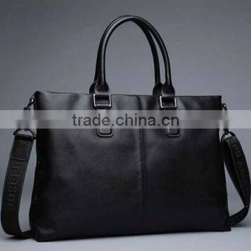 Man business top grain genuine leather handbag