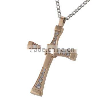 Jewelry factory mens rose gold necklaces CZ Diamond Cross pendant