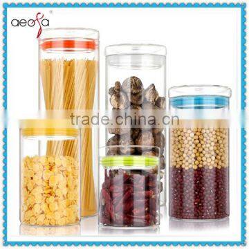 Cylinder Storage Jar with Glass Lid Borosilicate Glass Canister