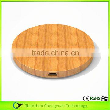 Round Bamboo Wood Wireless Charger for Samsung Galaxy S7/S7 Edge Qi Wireless Phone Charger photo-2