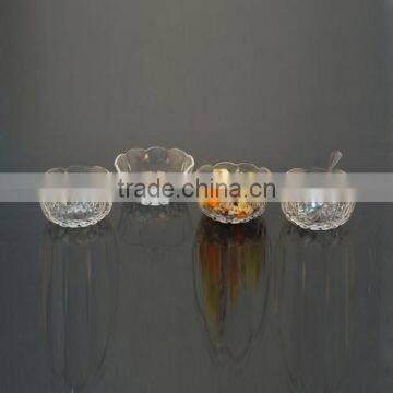 4pcs glass fruit bowl set glass ice cream fruit bowl type with flower shape