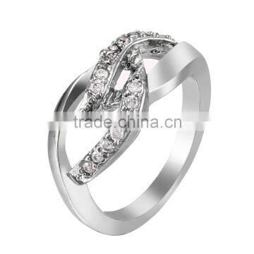 Platinum Plated Women Unique Shaped Clear Austria Crystal Ring