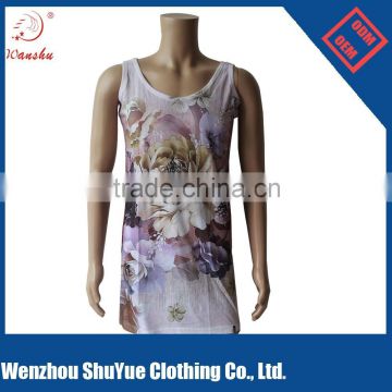 Custom Sublimation Vest ,Full Printed Tshirt,Fashion Woman's Thin Long Vest Wholesale