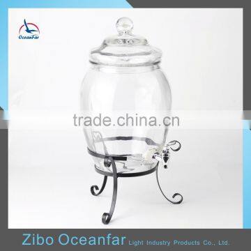 Best Selling 7.7L Clear Glass Storage Jar Jug Round Glass Wine Dispenser With Screw Tap