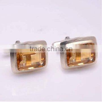 The Gopali Jewellers Citrine Cufflinks, Gemstone Men's Cufflinks