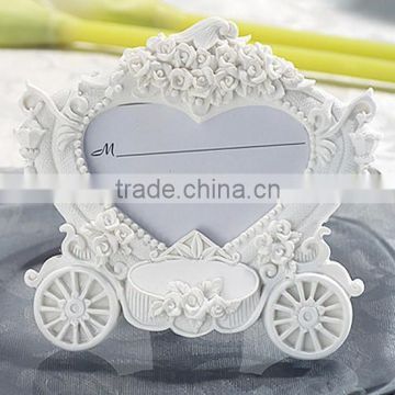 White Heart Shaped Wedding Cinderella Coach Place Card Frame