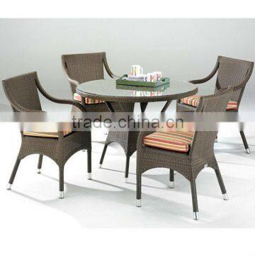 Latest popular patio fashion PE rattan dining room set dining table and chair/used outdoor rattan garden furniture set
