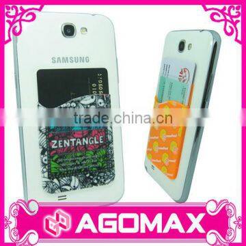 Inexpensive silkscreen printing colorful 3M sticker slicone mobile card wallet