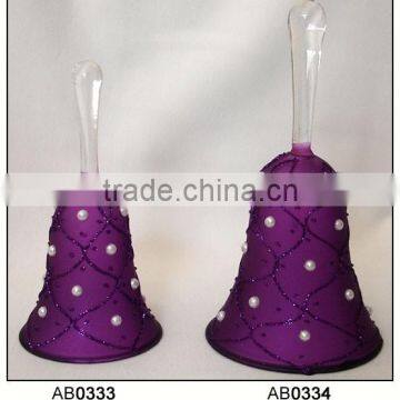 Decorative Purple Hanging Glass Bell with Pattern and Pearl