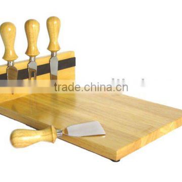 Wooden Cheese Board Set with Knife Slicer and Holder and Customized Rectangle Shape for Cheese Cutting Chopping and Table Dining