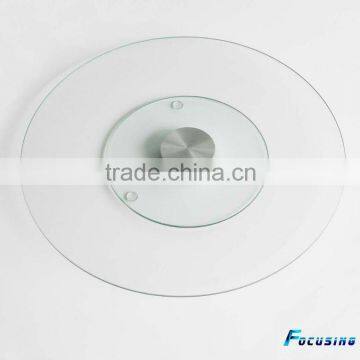 with feet rotating round clear tempered glass lazy susan