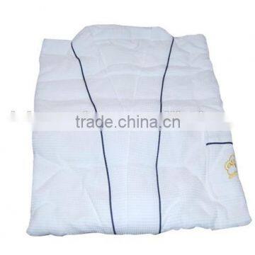 white organic cotton waffle bathrobe for spa