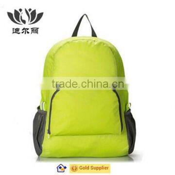 Promotional green Nylon foldable travel backpack