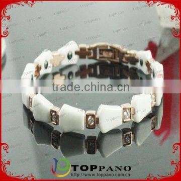 high quality white crystal health care stainless steel energy magnetic germanium bracelet for ladies