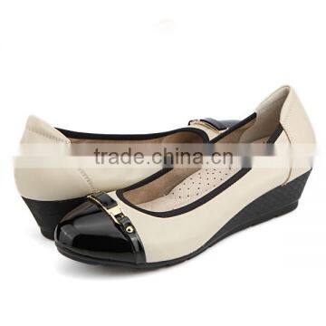 Comfortable handmade genuine leather shoes with low cut leather women wedges shoes Pure leather women flat casual shoes