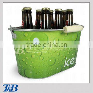 buckets 10QT promotional gift drinking wooden handle metal Ice Bucket