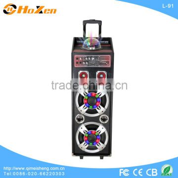 2x10" professional Bluetooth dj speakers with wireless MIC,crystal light, FM radio ,dj speakers L-91