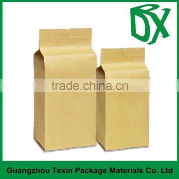 heat seal plastic coated flat bottom food kraft paper bag for food packaging bags