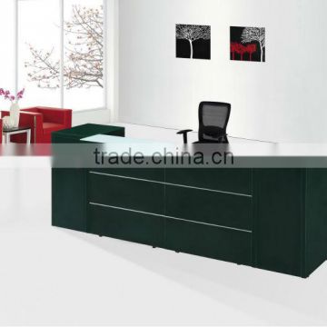 modern counter desking with tempered glass