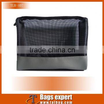 2016 Popular mesh vanity bag toiletry bag for Men, grey rectangle poly mesh for body