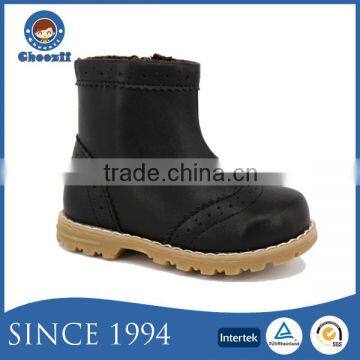 China Wholesale Small Size Baby Kids TPR Outsole Black Ankle Boots