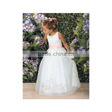 lovely white with pink sash flowergirl dresses girls dresses 1009