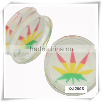 color leaf clear acrylic tunnels piercing gauge jewelry